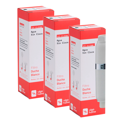Pack 3 unidades filtro de agua para ducha blanco