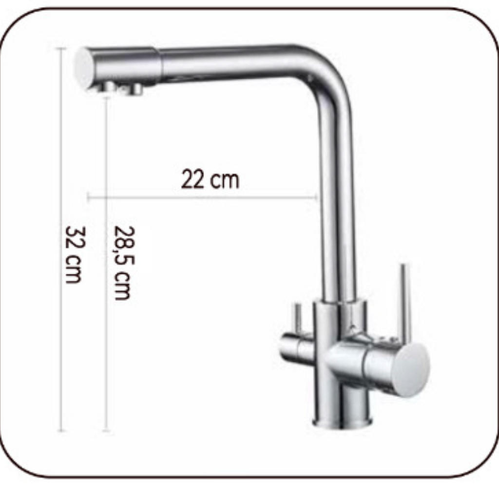 Monomando 3 vías para Osmosis Inversa - Caliente, Fría y Pura