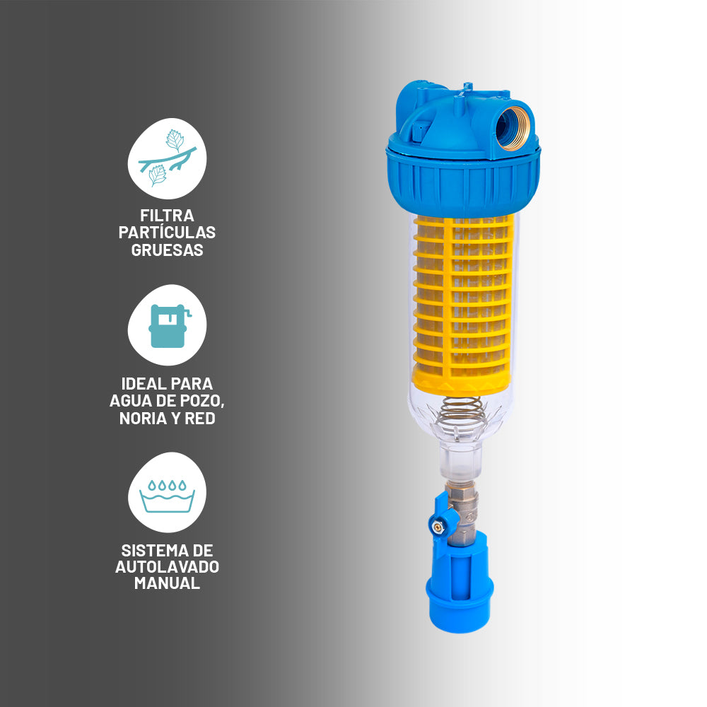 Filtro de agua autolavable manual - Agua Cristalina